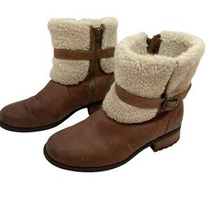 UGG Australia Blayre ll Womens Suede Shearling Cuff Leather Ankle Boots 8.5